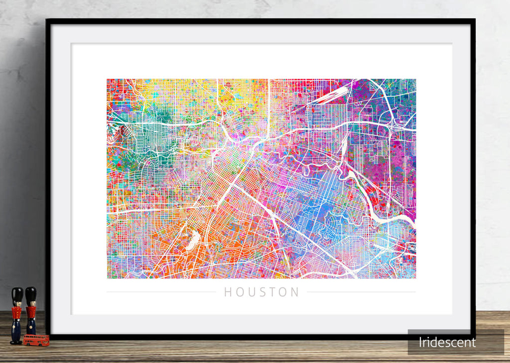 Houston Map: City Street Map of Houston Texas - Sunset Series Art Print