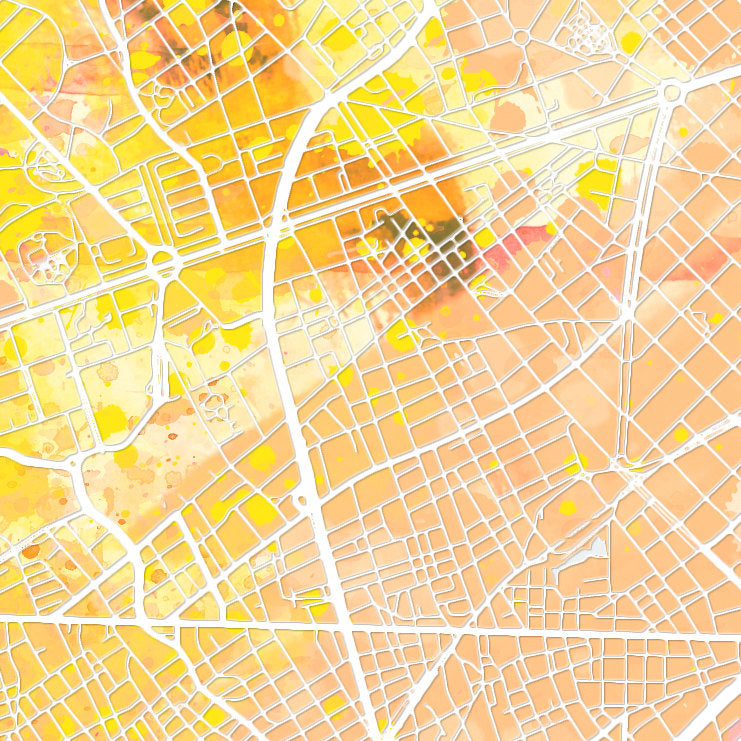 Barcelona Map: City Street Map of Barcelona Spain - Nature Series Art Print