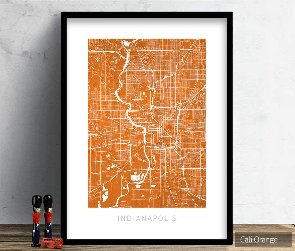 Indianapolis Map: City Street Map Indianapolis Indiana - Colour Series Art Print