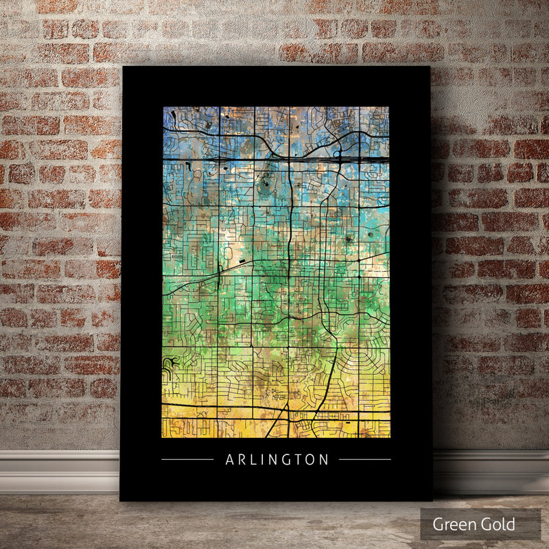 Arlington Map: City Street Map of Arlington, Texas - Sunset Series Art Print