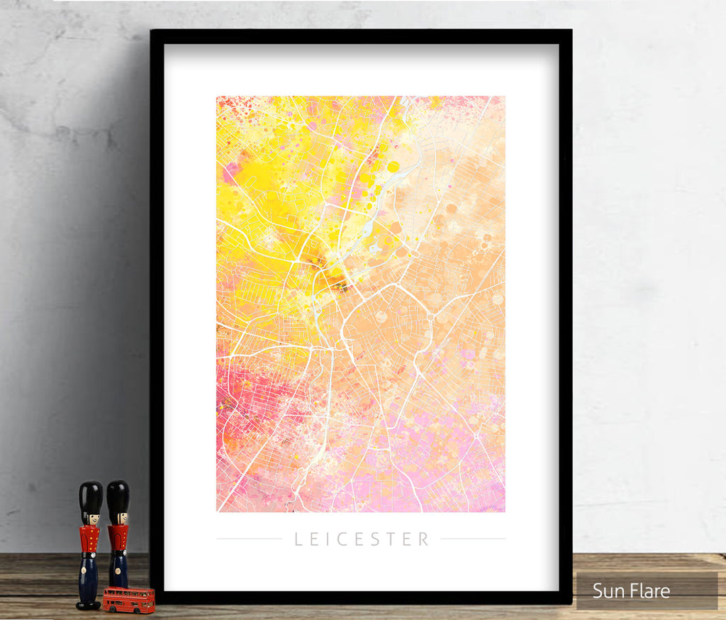 Leicester Map: City Street Map of Leicester, England - Nature Series Art Print