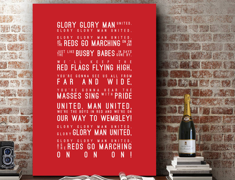 Glory Glory Man Utd - Manchester United Inspired Lyrics Football Anthems Print