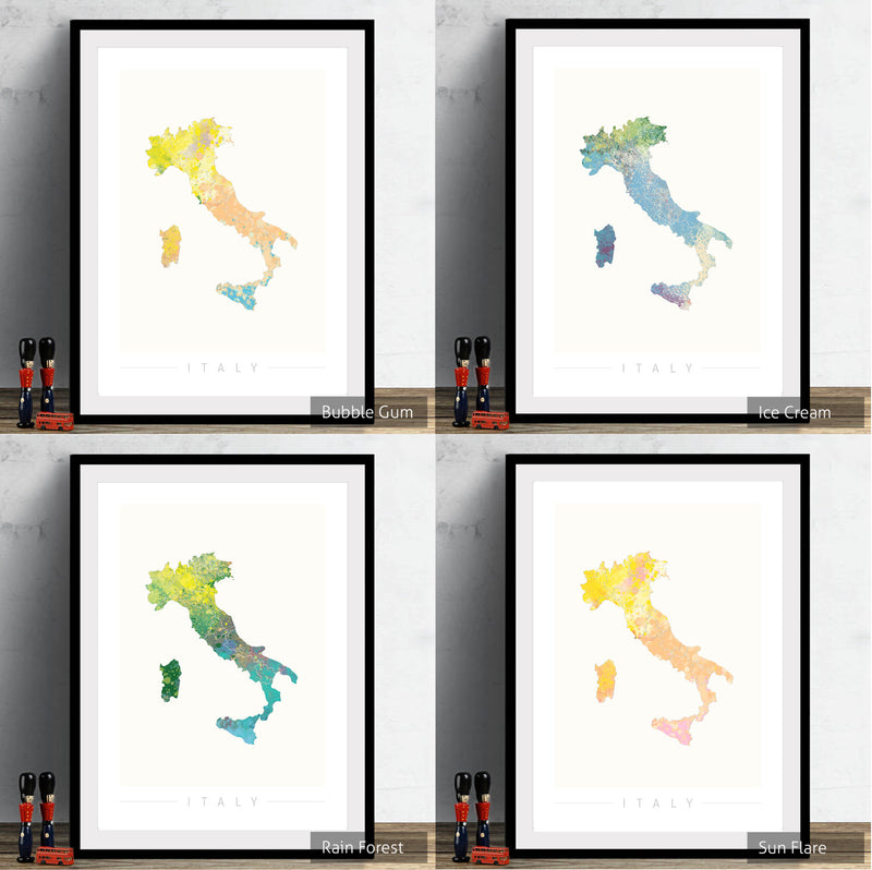 Italy Map: Country Map of Italy  - Nature Series Art Print