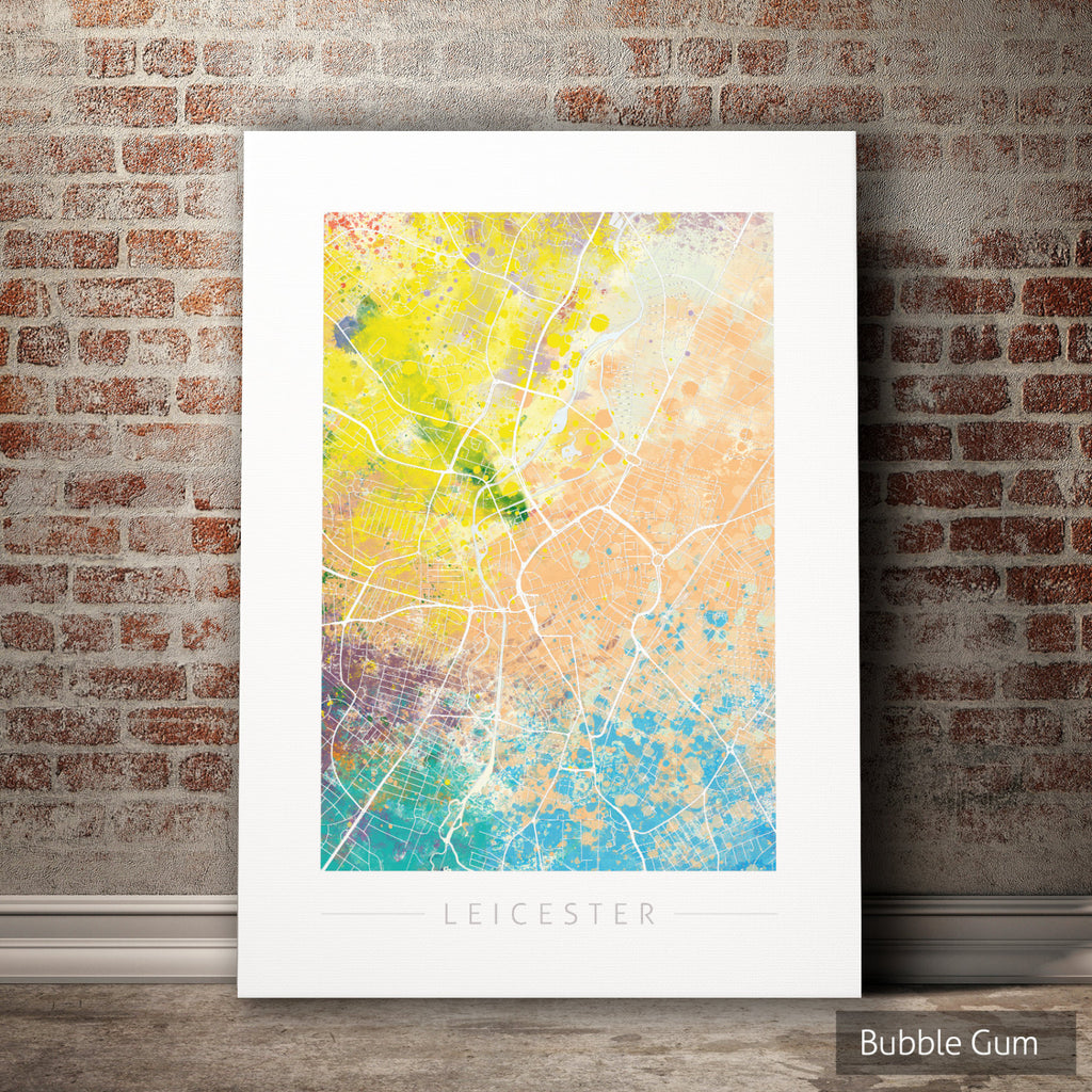 Leicester Map: City Street Map of Leicester, England - Nature Series Art Print