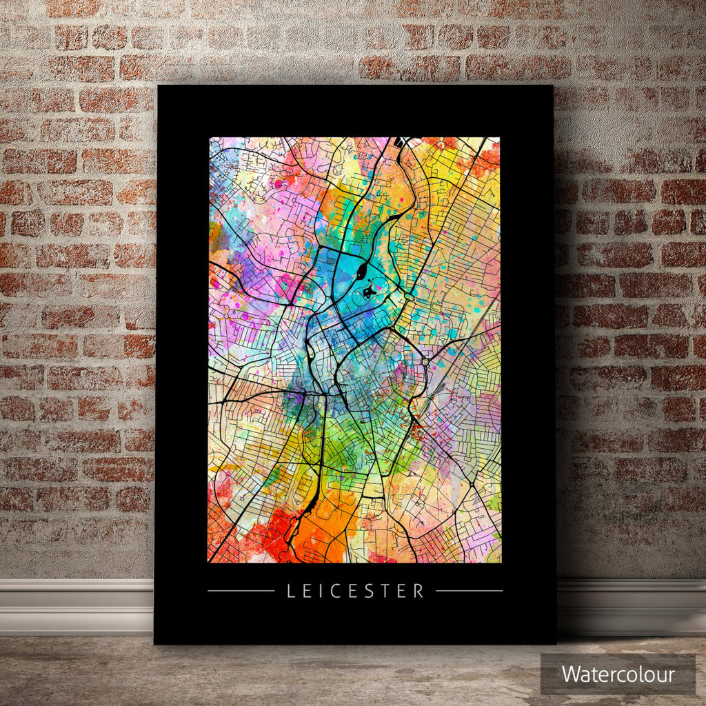 Leicester Map: City Street Map of Leicester, England - Sunset Series Art Print