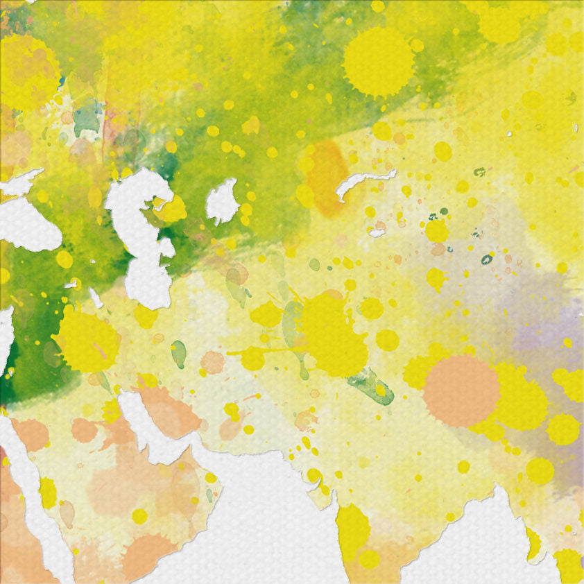 World Map: Watercolor Illustration Wall Art - Bubblegum Theme
