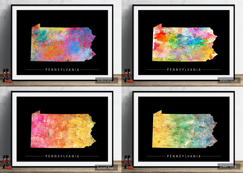 Pennsylvania Map: State Map of Pennsylvania - Sunset Series Art Print