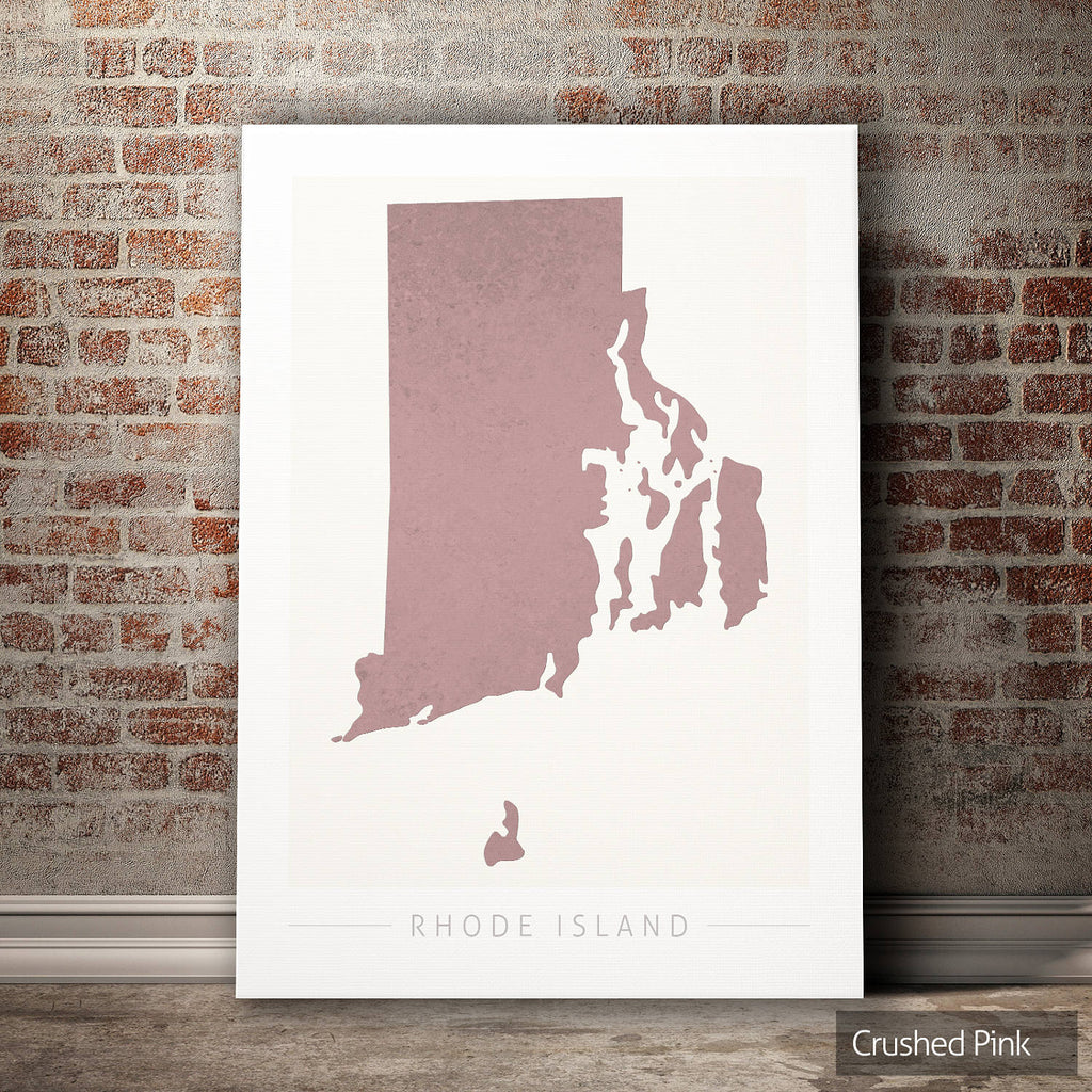 Rhode Island Map: State Map of Rhode Island - Colour Series Art Print