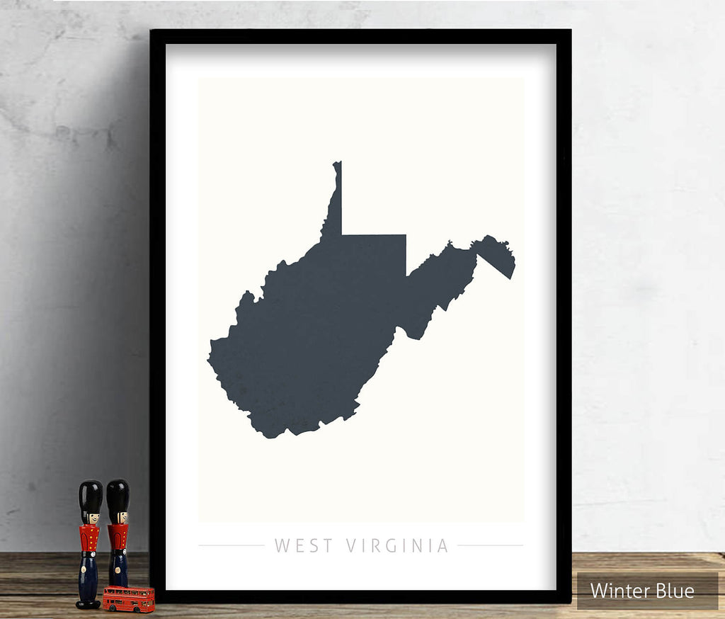 West Virginia Map: State Map of West Virginia - Colour Series Art Print