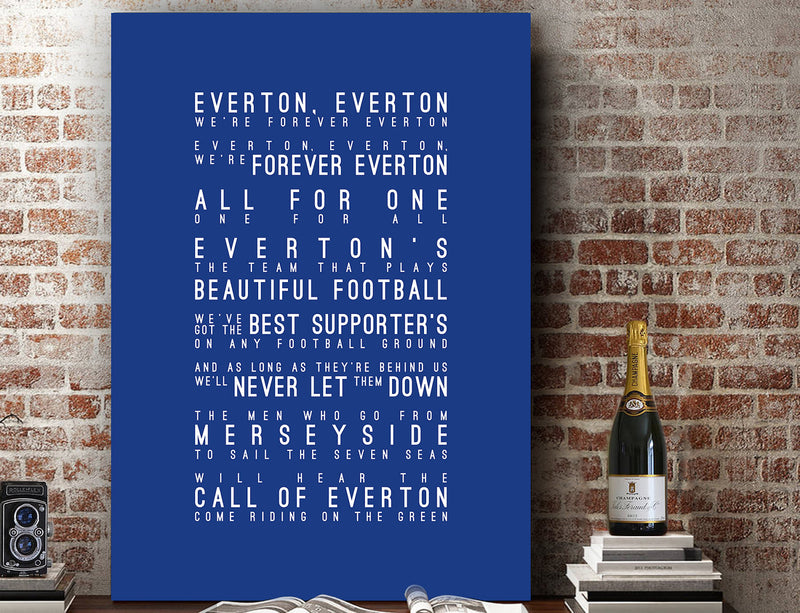 Forever Everton, Everton FC Inspired Lyrics Football Anthems Print