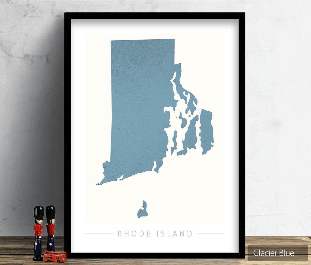 Rhode Island Map: State Map of Rhode Island - Colour Series Art Print