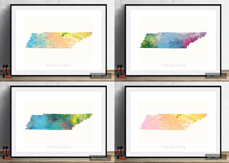 Tennessee Map: State Map of Tennessee - Nature Series Art Print