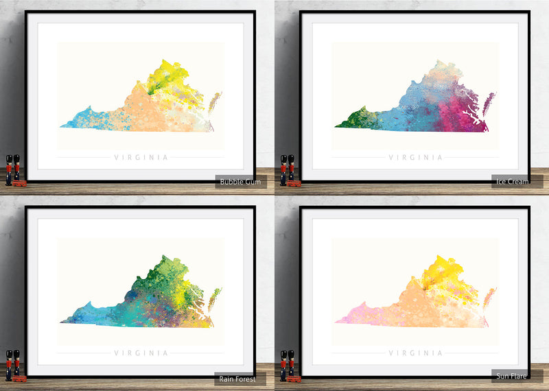 Virginia Map: State Map of Virginia - Nature Series Art Print