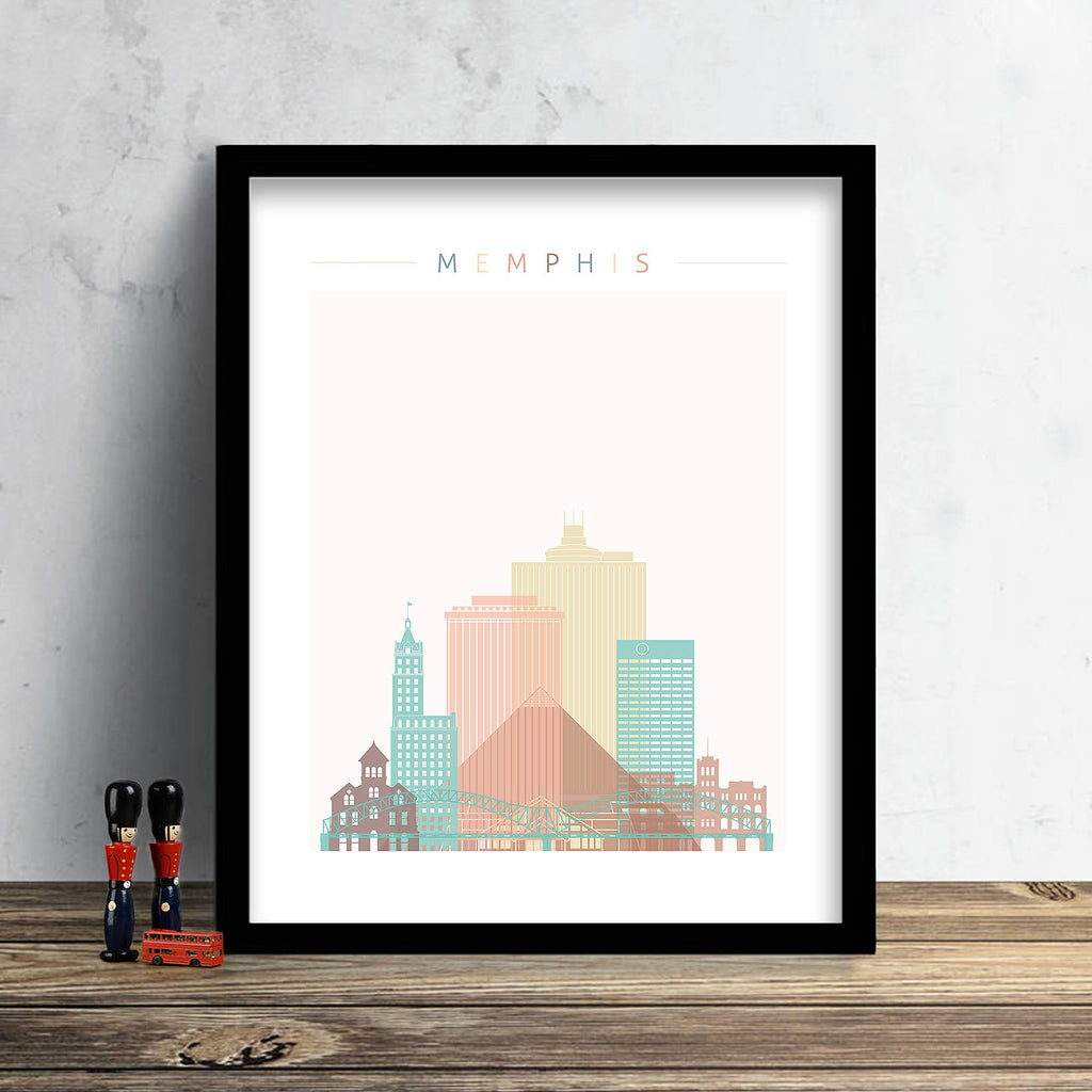 Memphis Skyline: Cityscape Art Print, Home