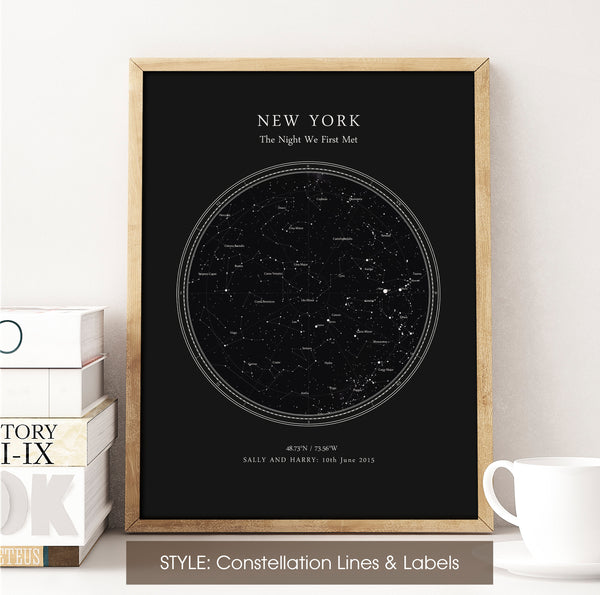 Personalised Star Map Print, Night Sky Print, Star Chart Poster or Can