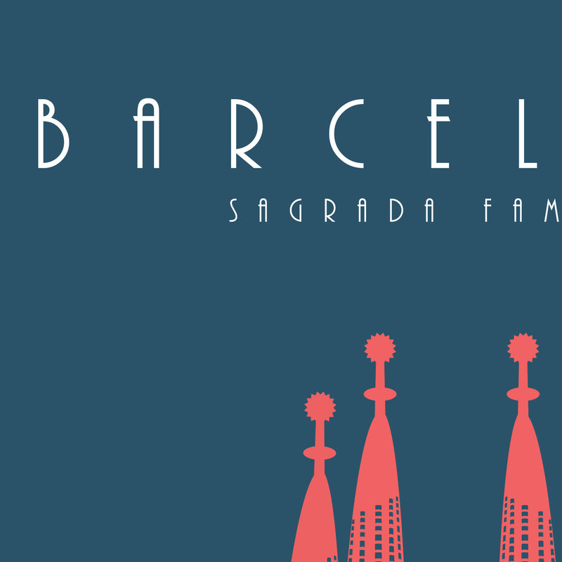 Barcelona, Gaudi, Sagrada Familia: Travel Poster, World Landmarks Print