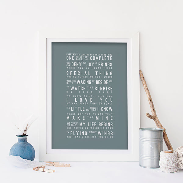 Westlife Flying Without Wings Inspired Lyrics Typography Print ...