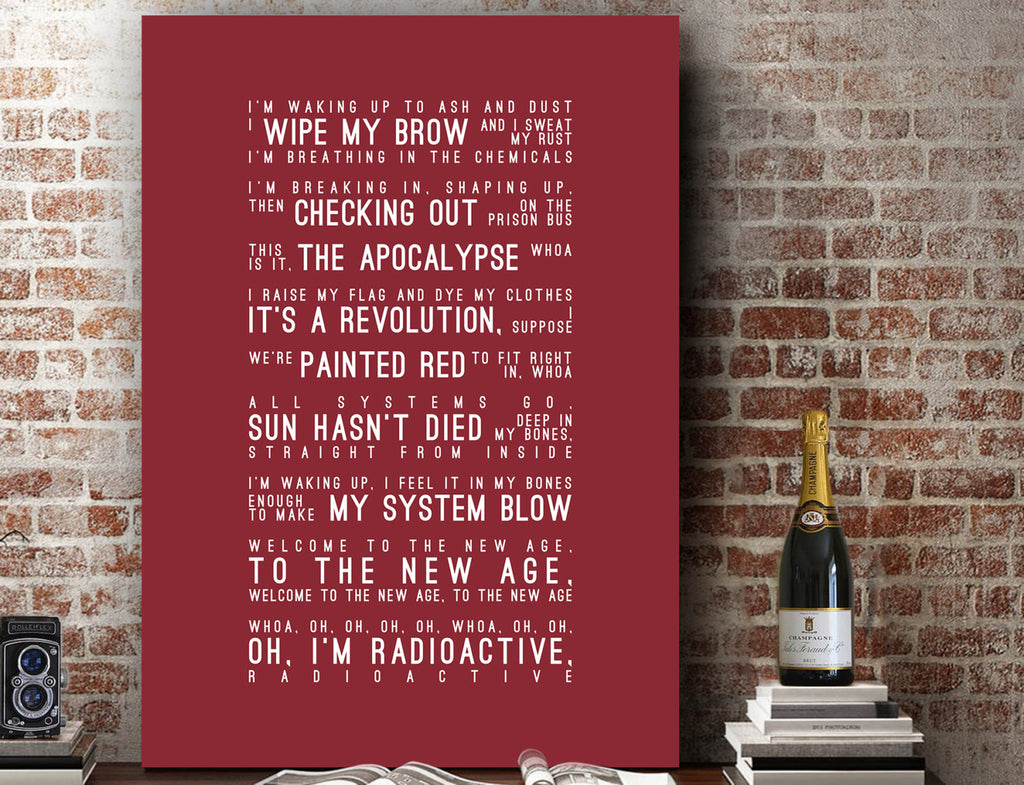 Imagine Dragons Radioactive Inspired Lyrics Typography Print