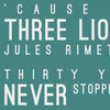 Three Lions Lyrics, England Football Inspired Lyrics Football Anthems Print