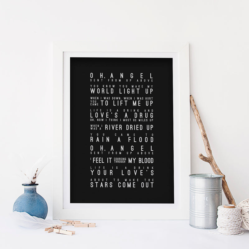 Coldplay Hymn for the Weekend Inspired Lyrics Typography Print