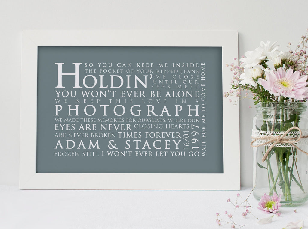 Ed Sheeran Lyrics Photograph Inspired Lyric Art: Personalised Typography Print
