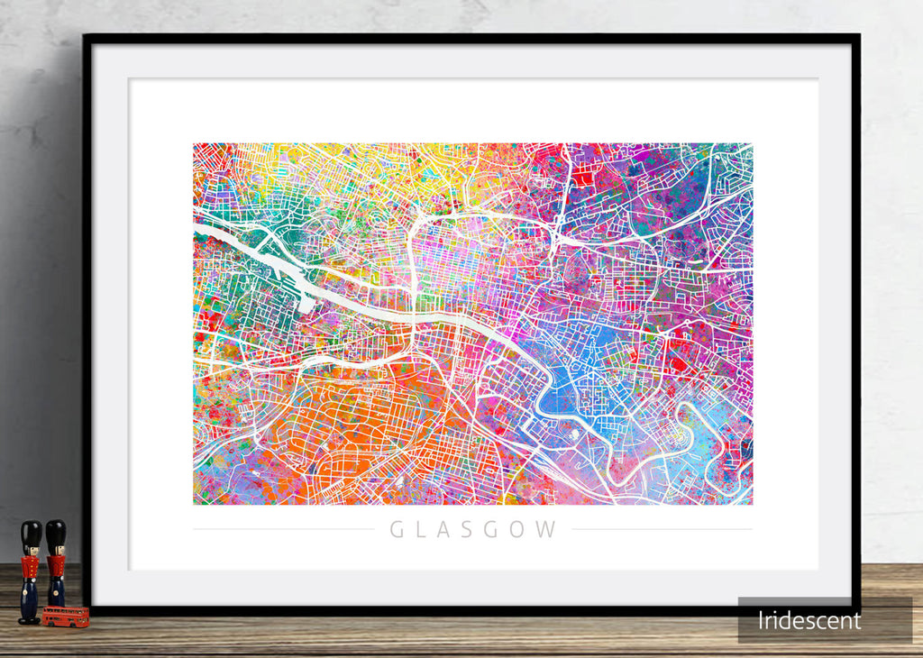 Glasgow Map: City Street Map of Glasgow Scotland - Sunset Series Art Print