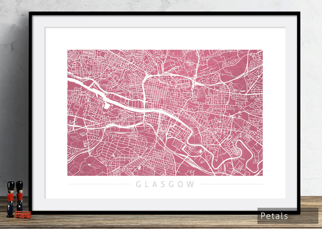 Glasgow Map: City Street Map of Glasgow Scotland - Colour Series Art Print