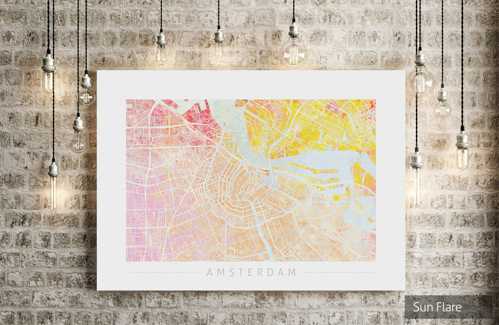 Amsterdam Map: City Street Map of Amsterdam Holland - Nature Series Art Print