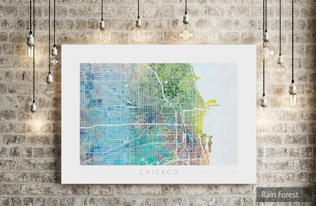 Chicago Map: City Street Map of Chicago Illinois - Nature Series Art Print