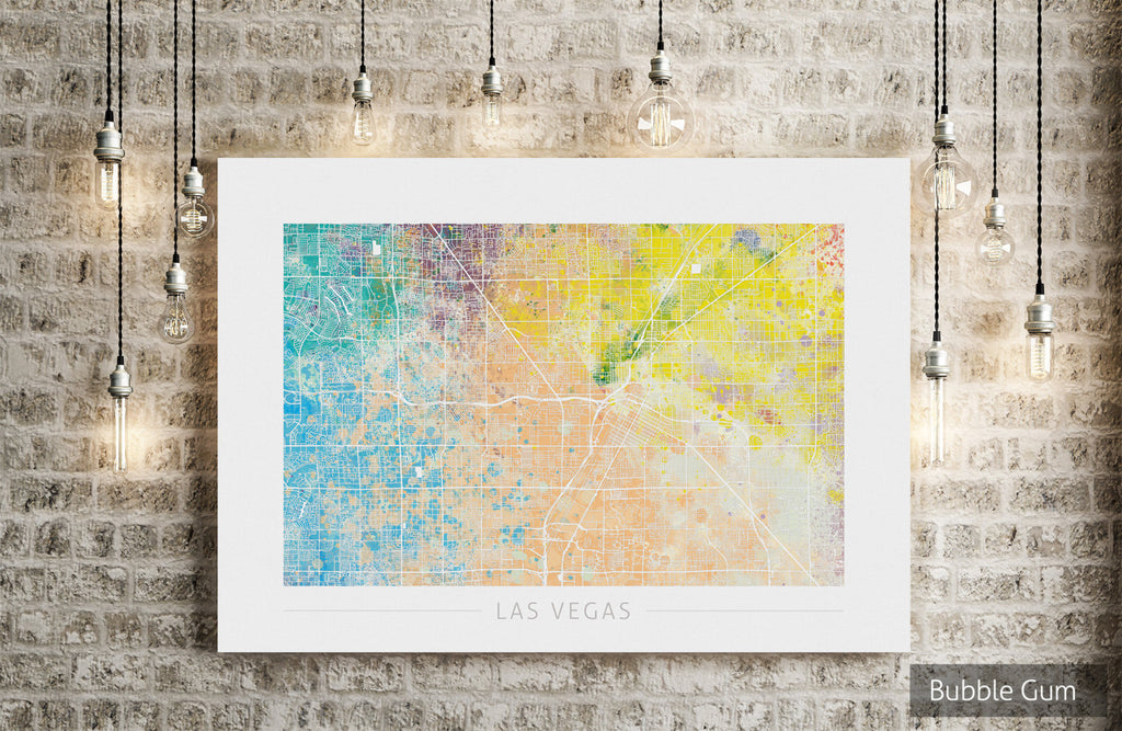 Las Vegas Map: City Street Map of Las Vegas Nevada - Nature Series Art Print