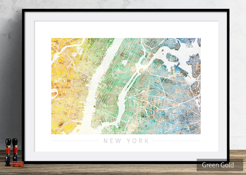 New York Map: City Street Map of New York - Sunset Series Art Print in WHITE