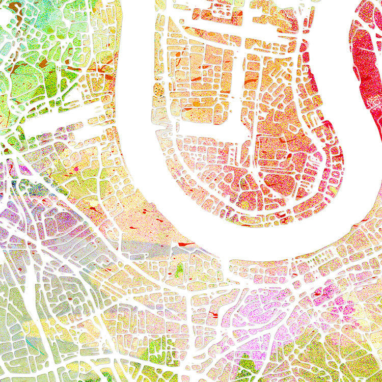 London Map: City Street Map of London England - Sunset Series Art Print in WHITE