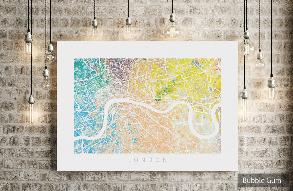 London Map: City Street Map of London England  - Nature Series Art Print