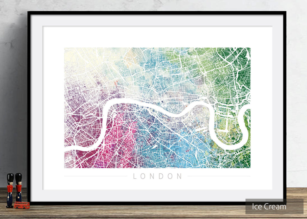 London Map: City Street Map of London England  - Nature Series Art Print