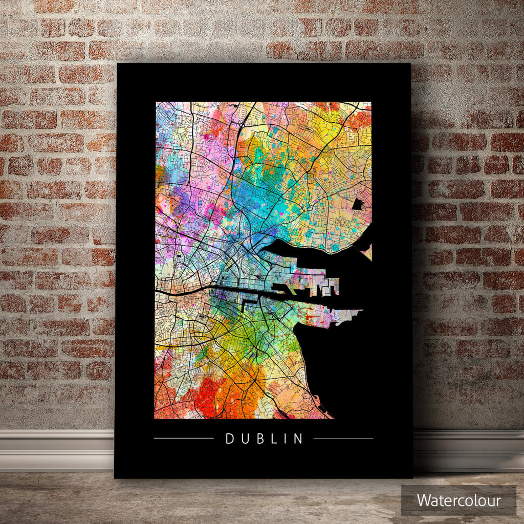Dublin Map: City Street Map of Dublin Ireland - Sunset Series Art Print