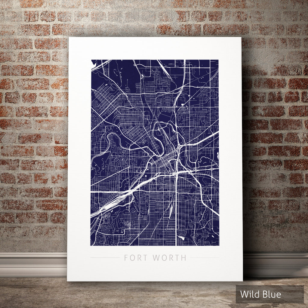 Fort Worth Texas Map: City Street Map of Fort Worth USA - Colour Series Art Print