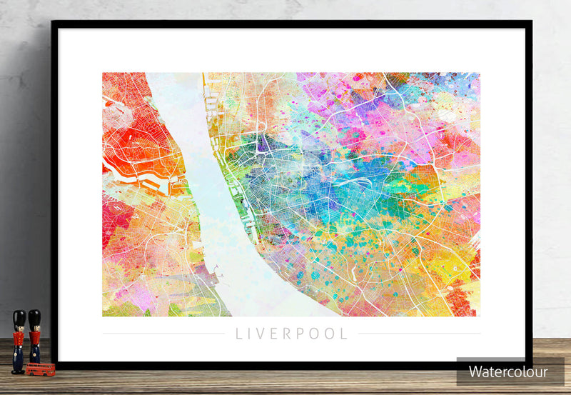 Liverpool Map: City Street Map of Liverpool England UK - Sunset Series Art Print