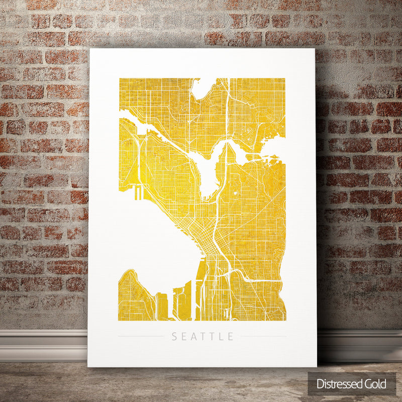 Seattle Map: City Street Map of Seattle Washington - Colour Series Art Print