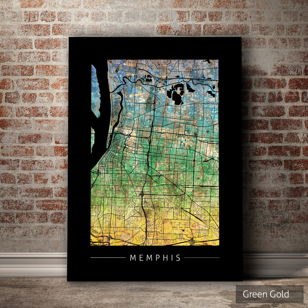 Memphis Map: City Street Map of Memphis Tennessee - Sunset Series Art Print