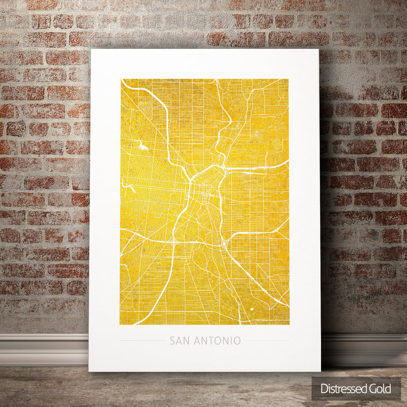 San Antonio Texas Map: City Street Map San Antonio USA - Colour Series Art Print