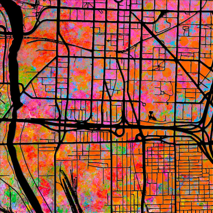 Indianapolis Map: City Street Map Indianapolis Indiana - Sunset Series Art Print