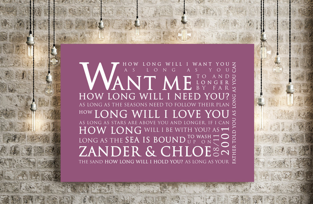 Ellie Goulding How Long Will I Love You Inspired Lyric Art: Personalised Typography Print
