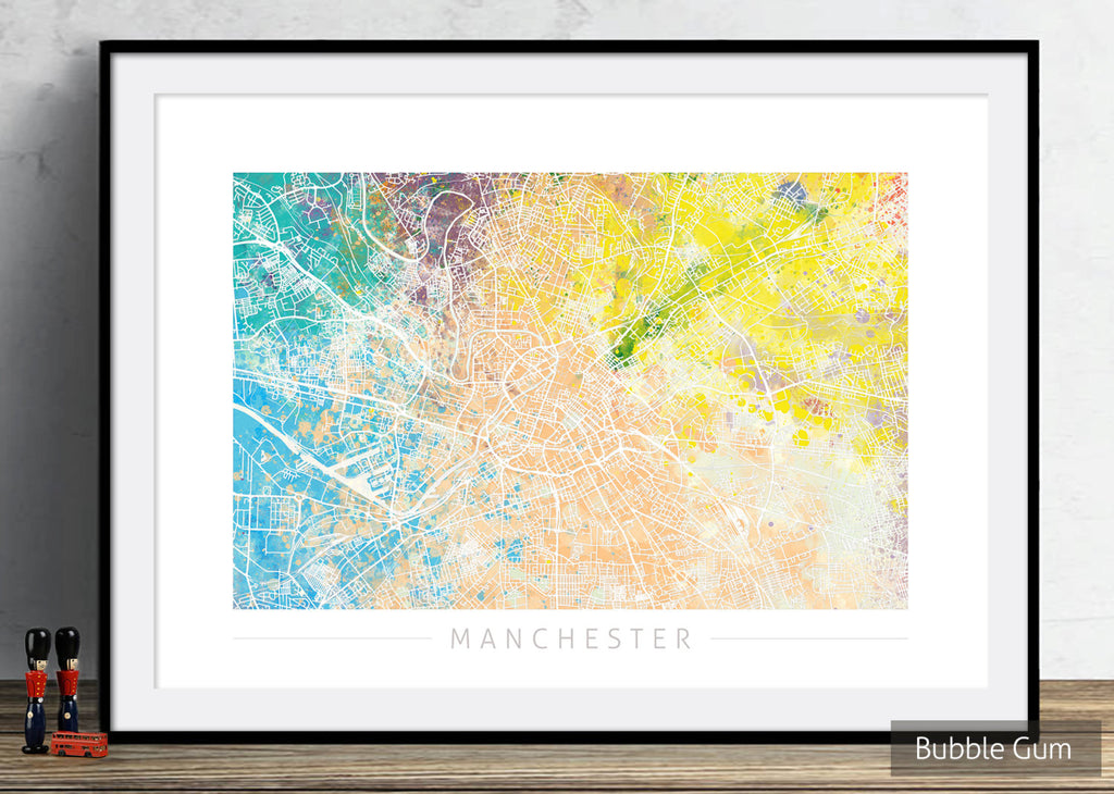 Manchester Map: City Street Map of Manchester England - Nature Series Art Print