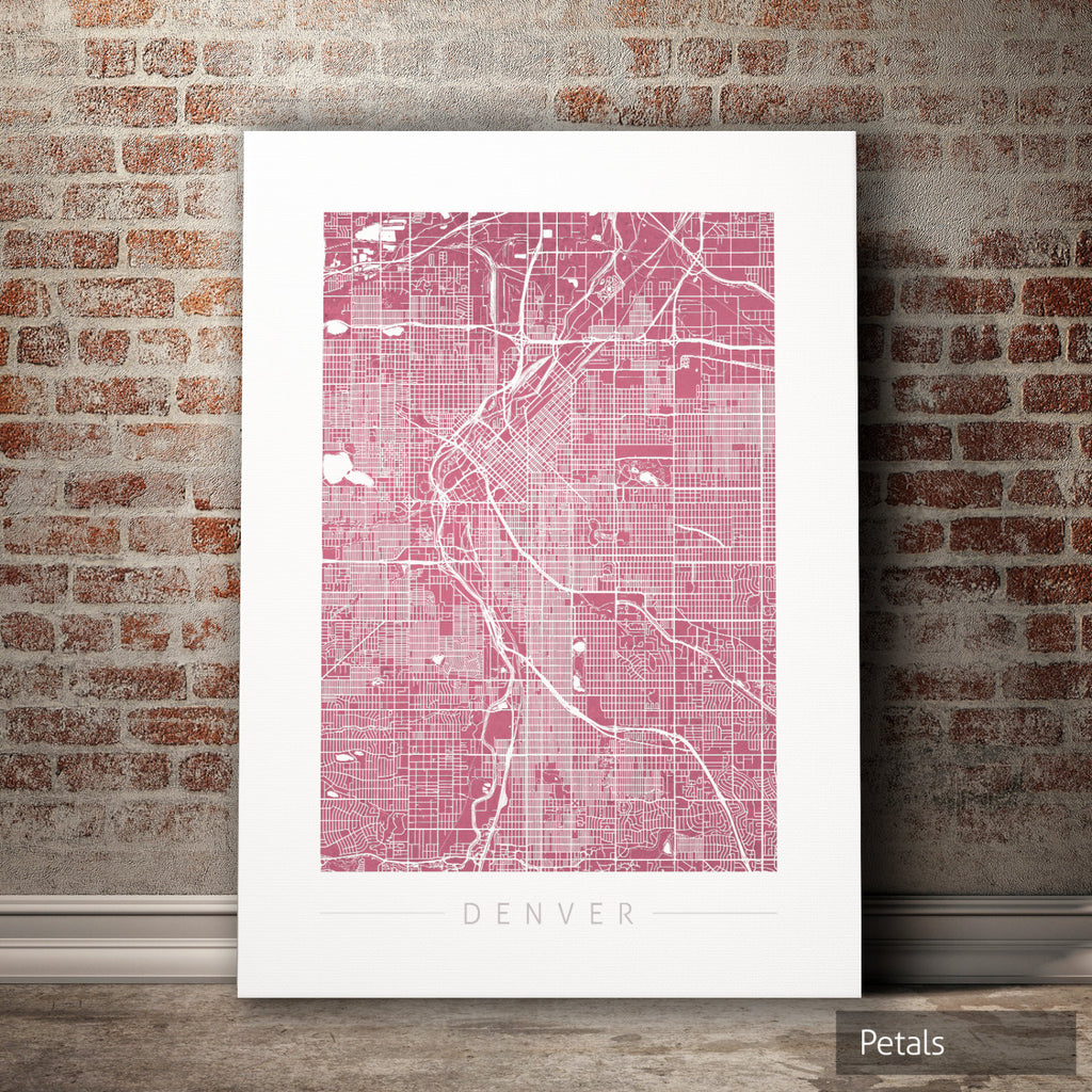 Denver Map: City Street Map of Denver Colorado - Colour Series Art Print
