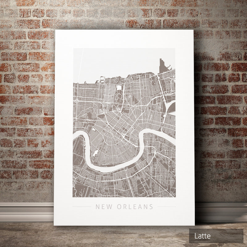 New Orleans Map: City Street Map of New Orleans, Louisiana - Colour Series Art Print