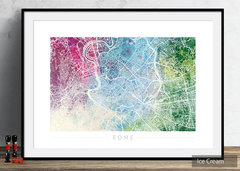 Rome Map: City Street Map of Rome Italy - Nature Series Art Print