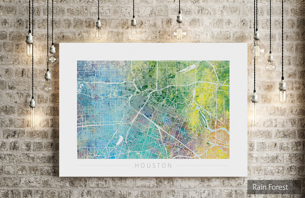 Houston Map: City Street Map of Houston Texas - Nature Series Art Print