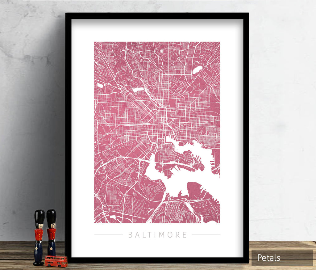 Baltimore Map: City Street Map of Baltimore, Maryland - Colour Series Art Print