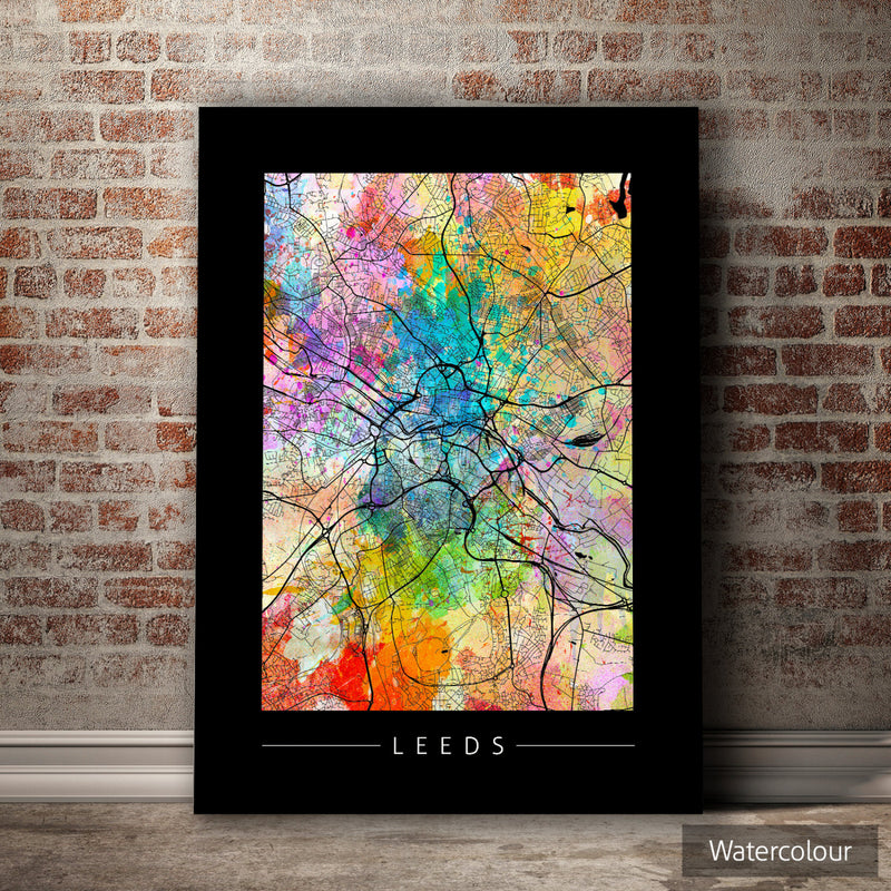 Leeds Map: City Street Map of Leeds, England - Sunset Series Art Print