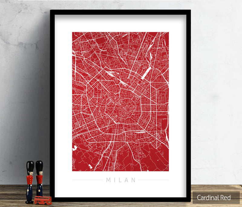 Milan Map: City Street Map of Milan Italy - Colour Series Art Print